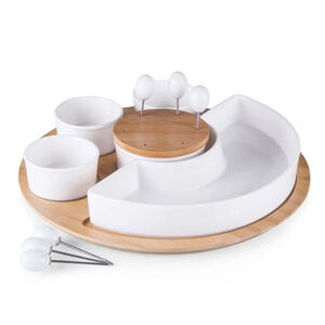 NWT Wood and China Symphony appetizer serving set 13pc